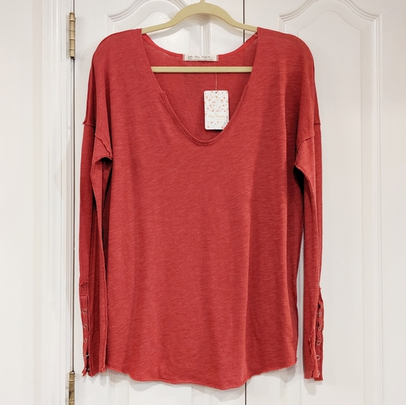 NWT Free People Sienna Snap Long Sleeve Top - Picture 5 of 8
